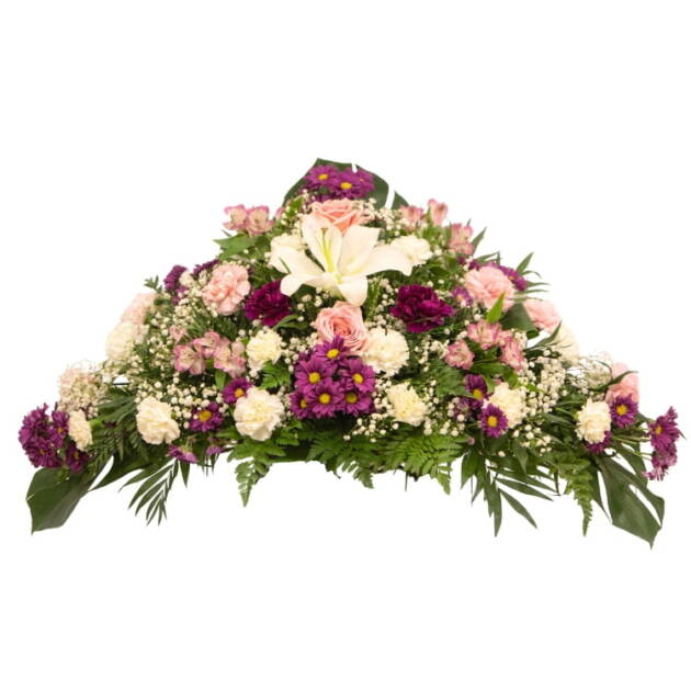 Centro cojin 2 - Blanco y rosa - Funeraria La Montañesa