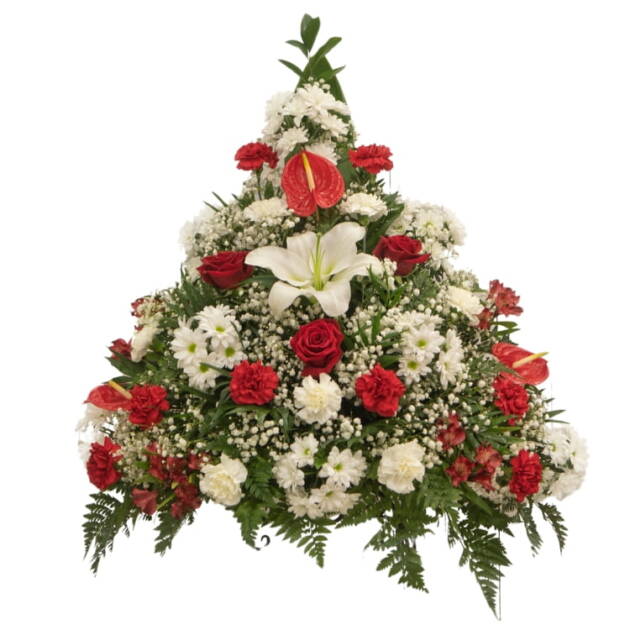 Centro Piramidal 3 - Blanco y rojo - Funeraria La Montañesa