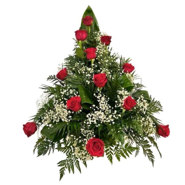 Centro de rosas rojas - Funeraria La Montañesa