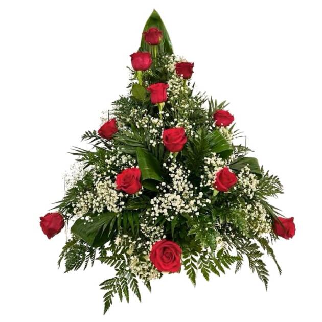 Centro de rosas rojas - Funeraria La Montañesa
