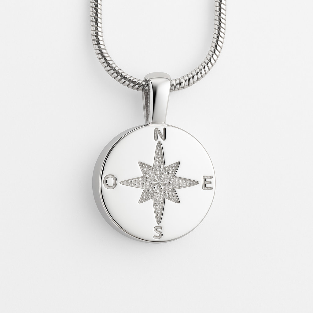 Colgante de acero para cenizas Rosa de los Vientos - Funeraria La Montañesa